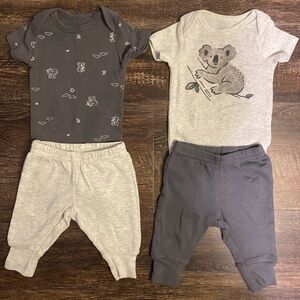 NWOT Carters Grey Koala Outfit Lot/Bundle in Size Newborn